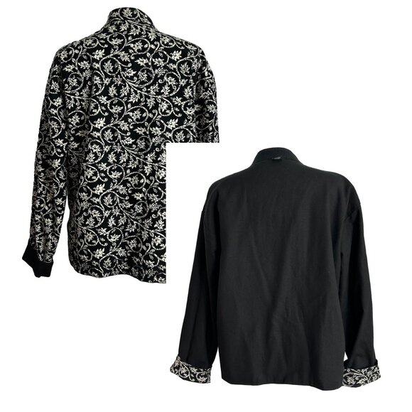 ITF Reversible Jacket Small to Medium Black White Button Front Pockets Cotton - Picture 2 of 12